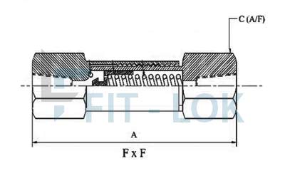 Dimensions of 400 Bar Female X Female Check Valve