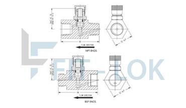 Size chart of Adjustable Pressure Gauge Snubber Valve