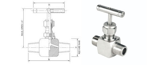 Dimensions of Alloy 400 Male X Male Needle Valve