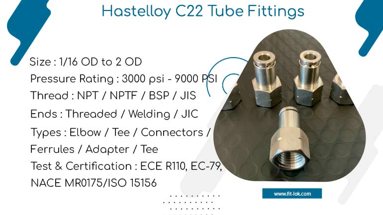 Hastelloy C22 tube fittings