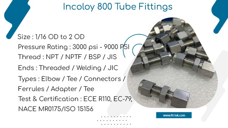 Incoloy 800 tube fittings