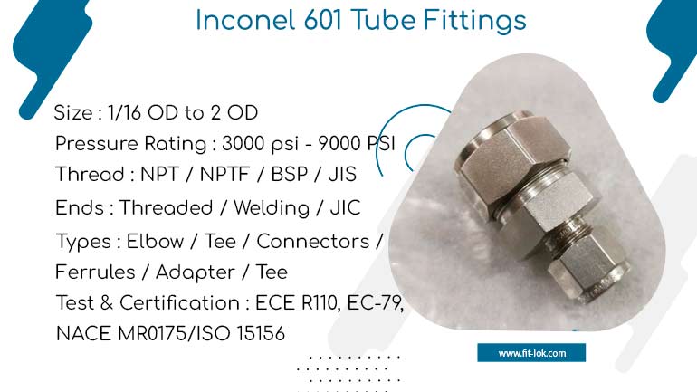 Inconel 601 tube fittings
