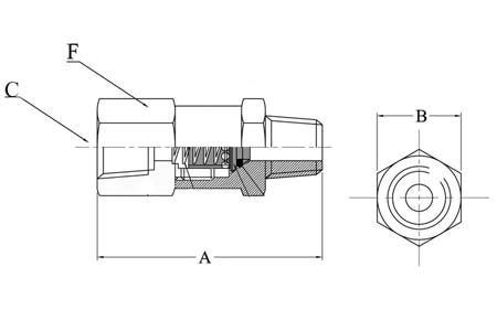 Stainless steel 316 Male to Female Check valve Dimensions