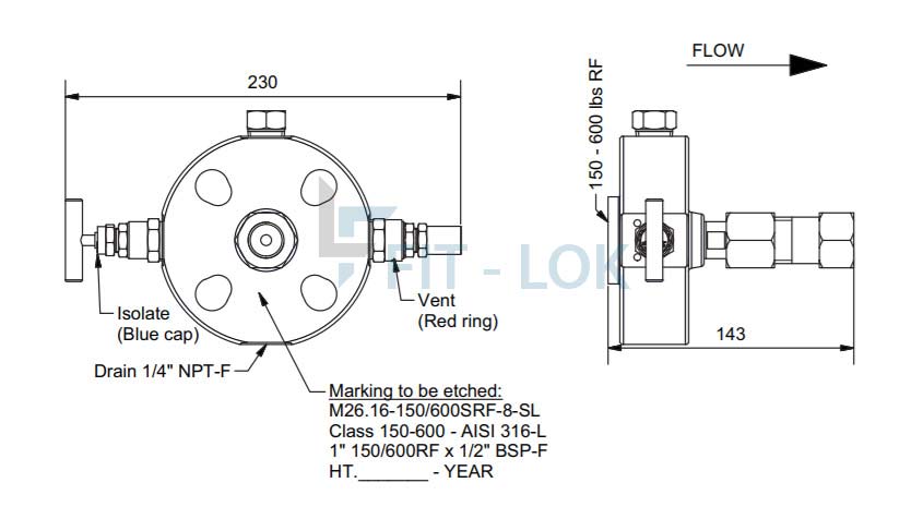 Diagram of Instrument Monoflange Valve