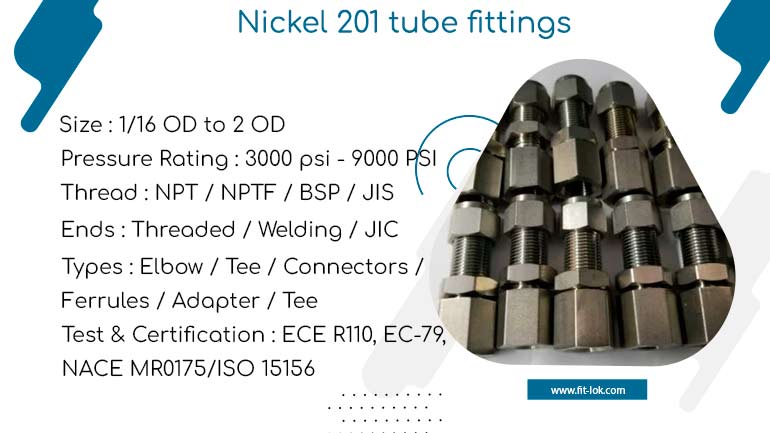 Nickel 201 tube fittings