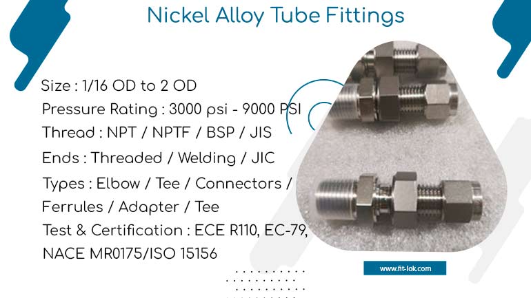 Nickel alloy tube fittings