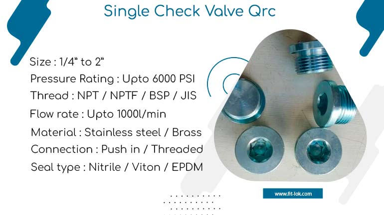 Single Check Valve Qrc