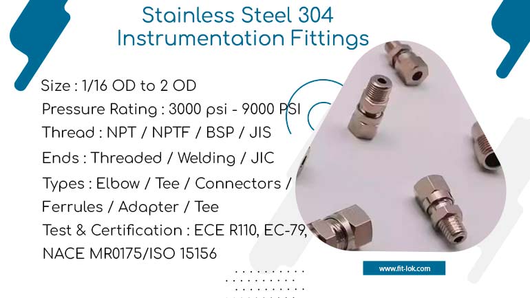 Stainless Steel 304 instrumentation fittings