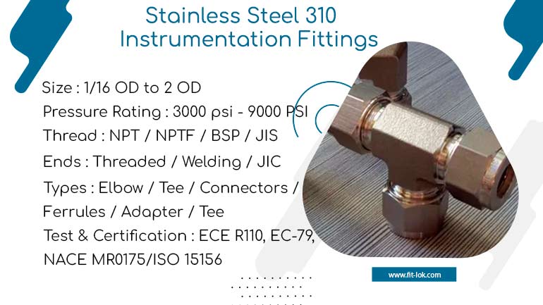 Stainless Steel 310 Instrumentation Tube Fittings