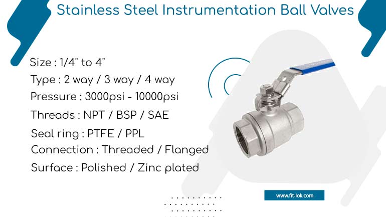 Stainless steel instrumentation ball valves