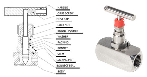 Drawing of Titanium Grade 2 3000 Psi Needle Valve